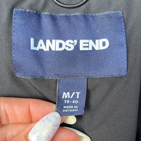 Lands' End Men's Black Down Filled Full Zip Light Insulation Puffer Vest Medium - Picture 7 of 8